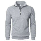 Men's Zip Neck Jumper with Ribbed Cuffs