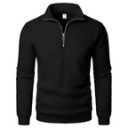 Men's Quarter Zip Jumper with Stand Collar Ribbed Cuffs