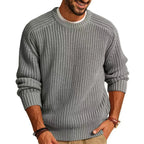 Men's Crew Neck Knit Jumper with Ribbed Hem