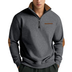 Men's Quarter Zip Sweatshirt – Long Sleeve Jumper with High Neck and Contrast Elbow Patches