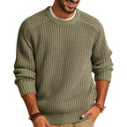 Men's Crew Neck Knit Jumper with Ribbed Hem