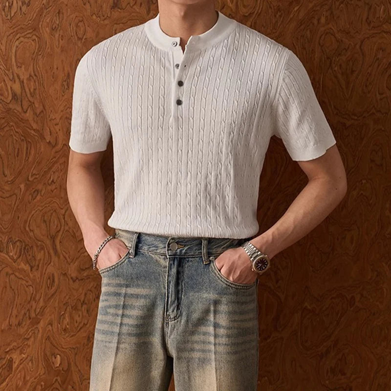 Men’s Textured Short Sleeve Henley Top