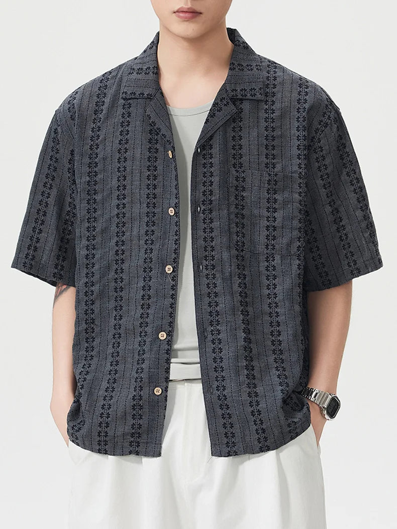 Men's Floral Button Up Camp Shirt
