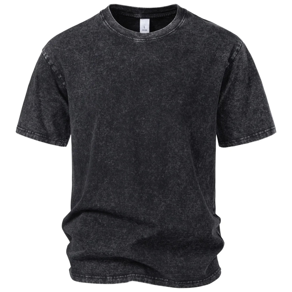 Men's Classic Crew Neck Washed Cotton Look T Shirt