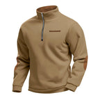 Men's Quarter Zip Sweatshirt – Long Sleeve Jumper with High Neck and Contrast Elbow Patches