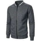 Men's Knitted Zip Up Jumper – Long Sleeve Stand Collar Sweater Jacket