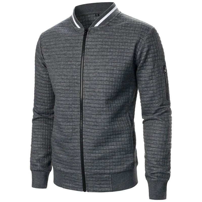 Men's Knitted Zip Up Jumper – Long Sleeve Stand Collar Sweater Jacket