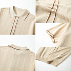 Ribbed Button Polo Shirt Men