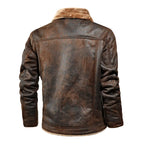 Men's Lined Jacket with Shearling Collar – Long Sleeve Button Front Winter Outerwear