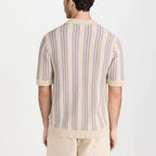 Men's Retro Stripe Knit Polo Shirt