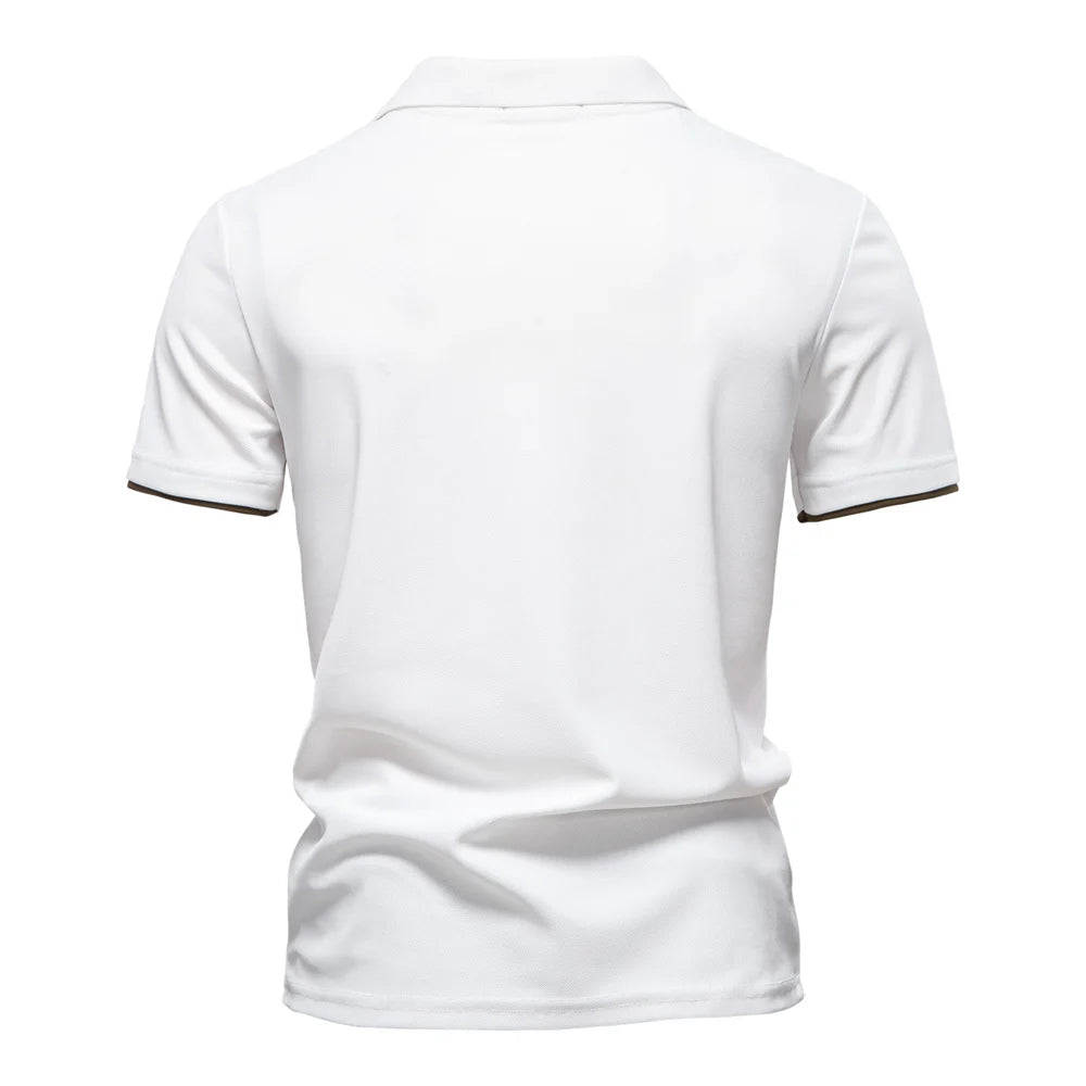 Men's Collared Polo Shirt with Chest Panel and Button Placket