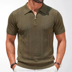 Zip Polo Shirt Men Short Sleeve