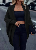 Women's Chunky Knit Cardigan – Longline Open Front Waterfall Jumper with Long Sleeves