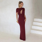 Women's Cut Out Maxi Dress With Drape Neck