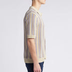 Men's Retro Stripe Knit Polo Shirt