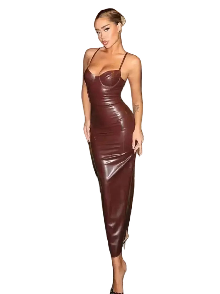 Square Neck Bodycon Maxi Dress With Straps