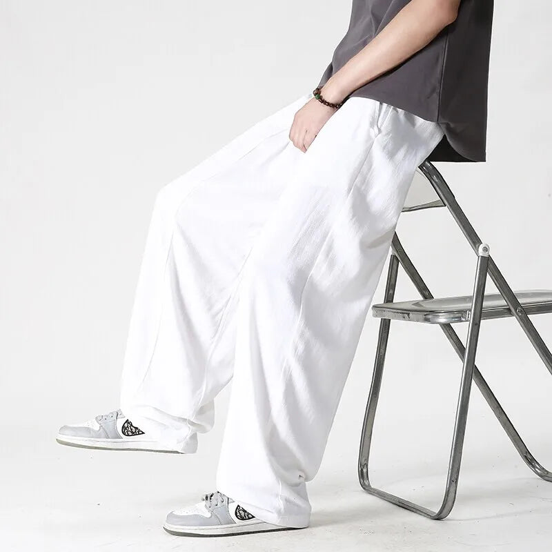 Men's Wide Leg Pull On Drawstring Full Length Pants