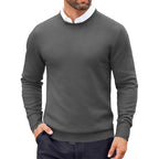 Men's Crew Neck Knitted Jumper with Ribbed Cuffs