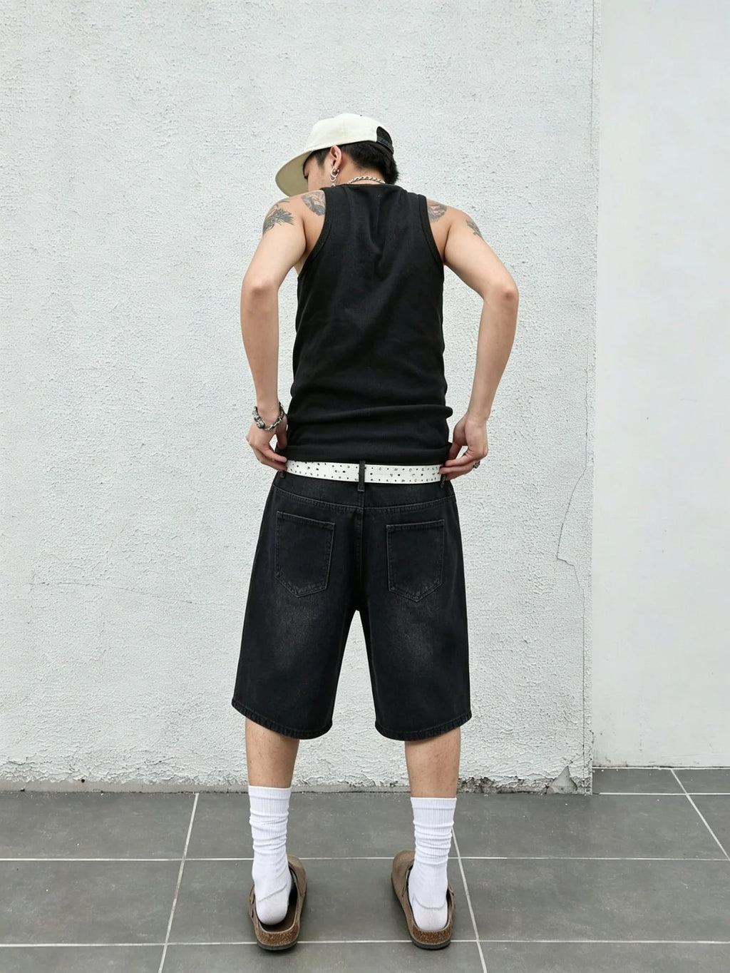 Men's Baggy Denim Jorts with Straight Leg Fit