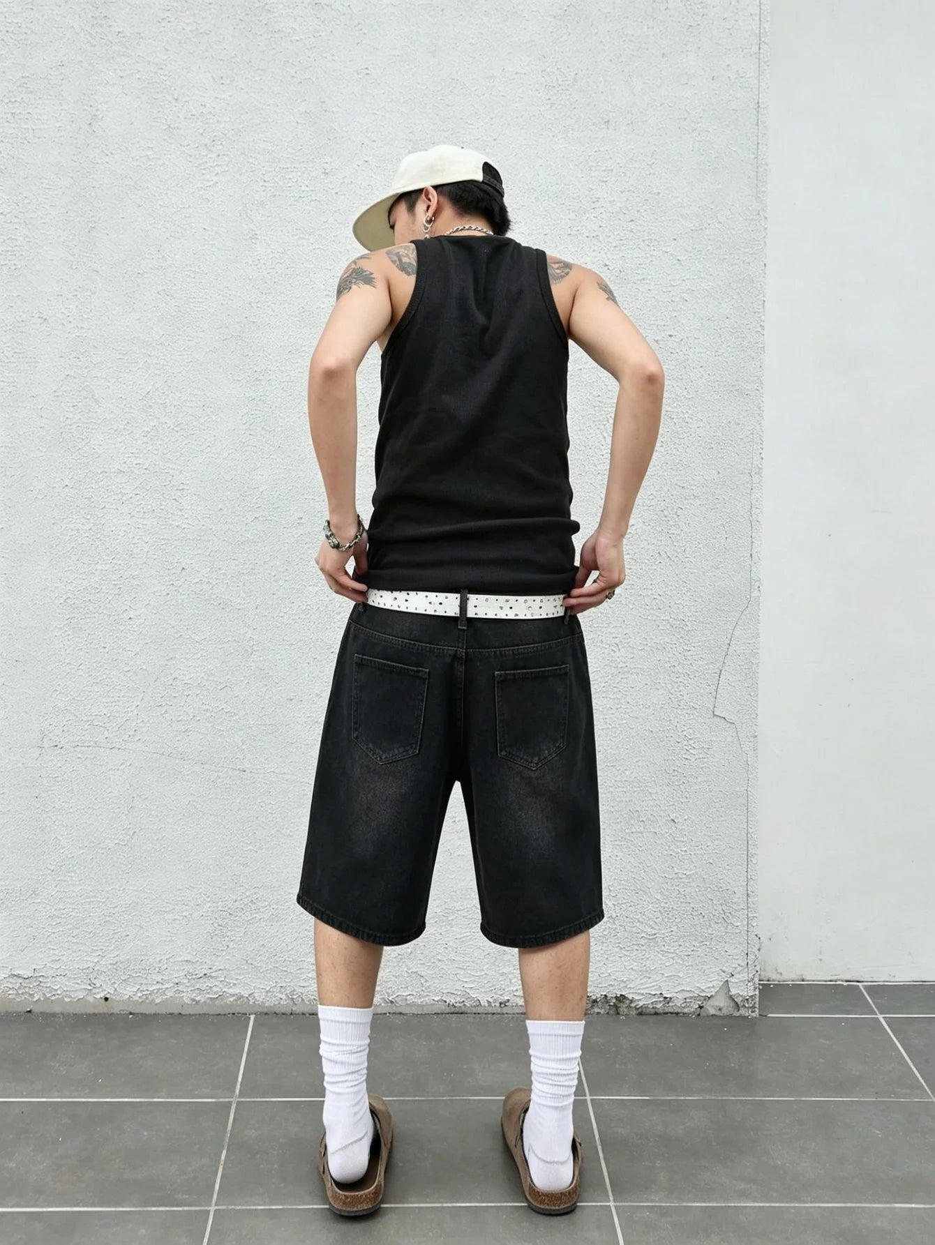 Men's Baggy Denim Jorts with Straight Leg Fit