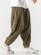 Men's Harem corduroy Jogger Pants With Elastic Waist