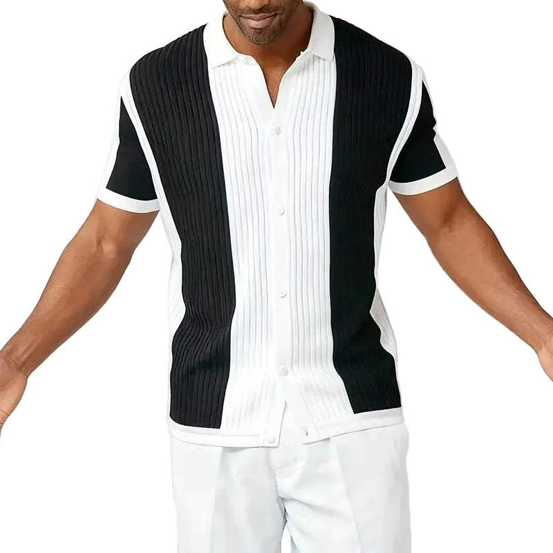 Men’s Vertical Panel Knit Shirt Top