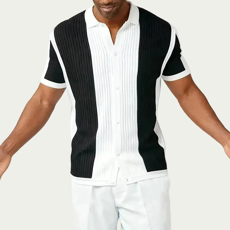 Men’s Vertical Panel Knit Shirt Top Main image