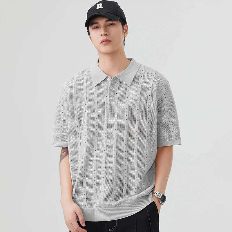 Men's Eyelet Polo Shirt Short Sleeve