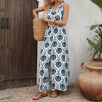 Women's Belted Printed Maxi Dress