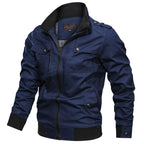 Men's Zip Up Jacket with Stand Collar and Long Sleeves – Multiple Pockets
