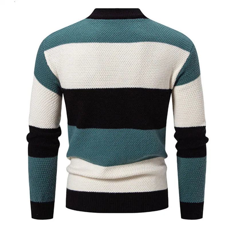 Men's Multi Stripe Turtleneck Knit Jumper