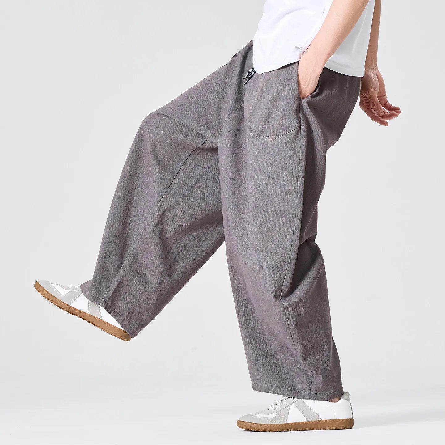 Men's Wide Leg Drawstring Cotton Pants