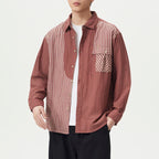 Men's Striped Chest Pocket Shirt Top