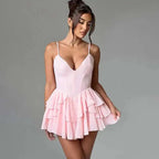 V Neck Strappy Mini Dress Women