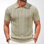 Zip Polo Shirt Men Short Sleeve