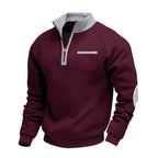 Men's Quarter-Zip Pullover Sweatshirt – Long Sleeve Stand Collar Chest Pocket Top