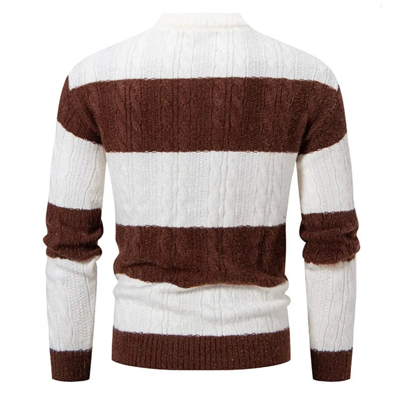 Men's Colour Block Turtleneck Knit Jumper