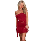Women's Strapless Cutout Ruffle Mini Dress