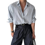 Mens Striped Button Down Long Sleeve Shirt