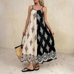 Women's Contrast Print Tank Maxi Dress