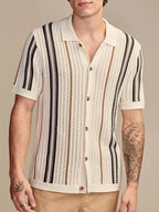 Men’s Contrast Stripe Button Knit Shirt