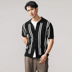 Contrast Stripe Button Up Knit Top