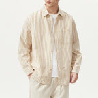 Men's Stripe Front Pocket Button Shirt