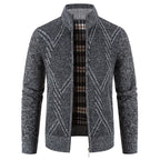 Men's Zip Up Sweater Stand Collar Patterned Knit Jacket