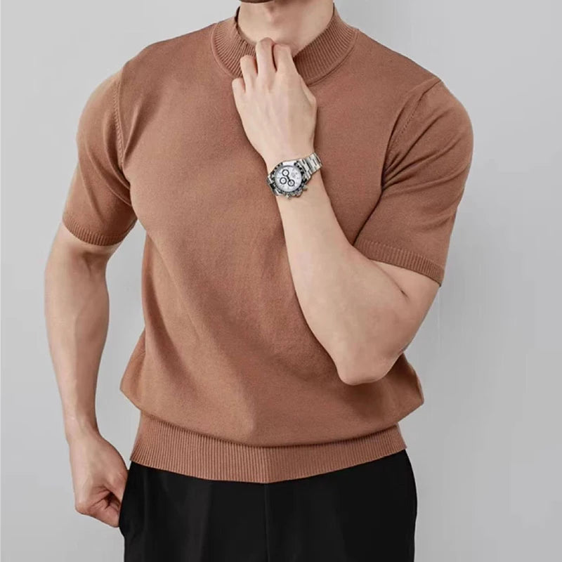 Men’s Ribbed Cuff Knit Shirt Top