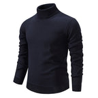 Men's Turtleneck Knit Pullover Sweater Ribbed Cuffs