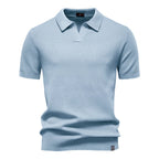 Men's Short Sleeve Collared Polo Shirt with Textured Pattern