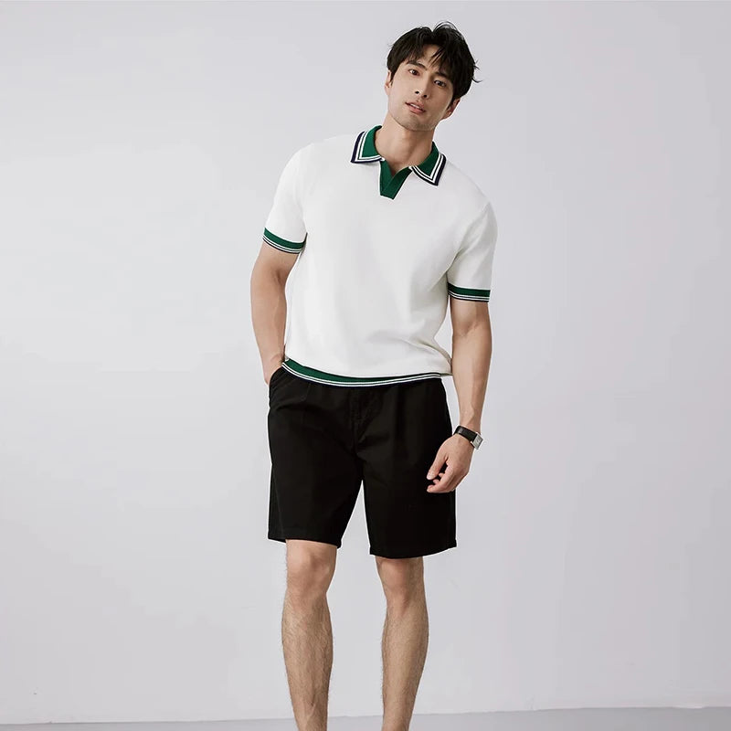 Men's Ribbed Trim Short Sleeve Polo
