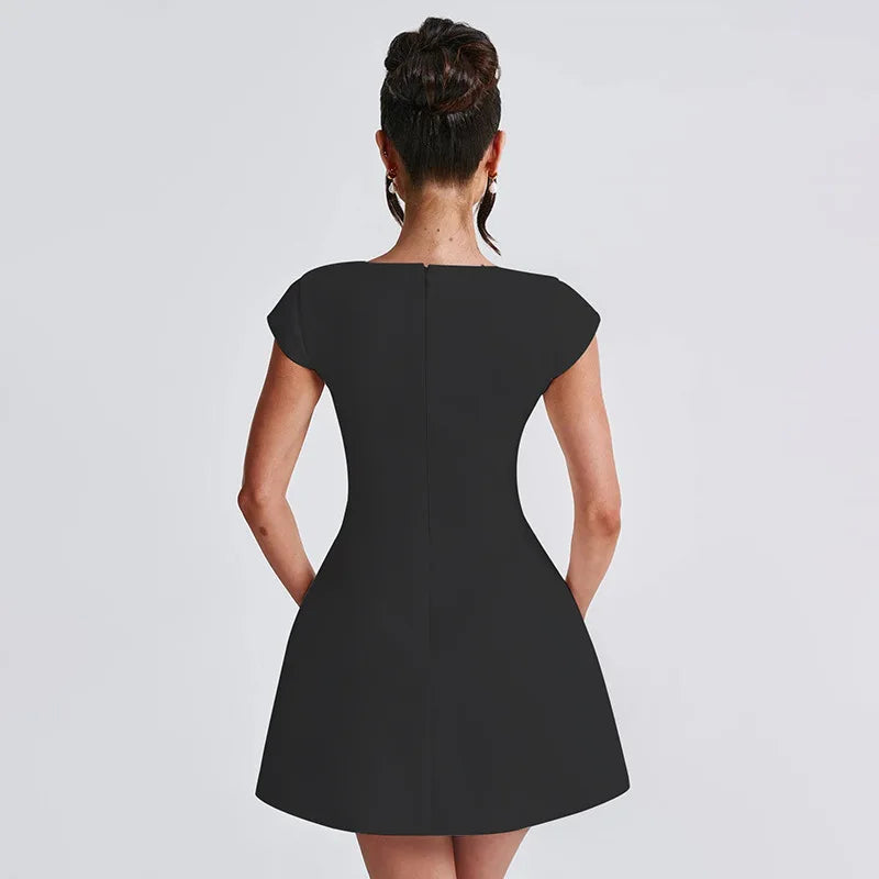 Women's Square Neck Fit Flare Mini Dress