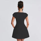 Women's Square Neck Fit Flare Mini Dress
